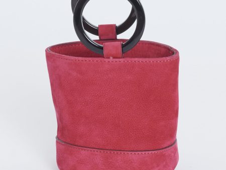 Pink Suede Mini Bonsai Preowned Bucket Bag For Discount