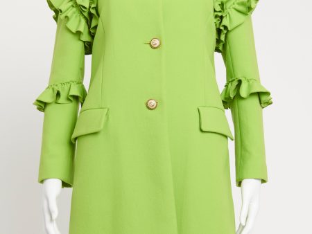 2016 Green Wool Preowned Ruffled Coat Sale