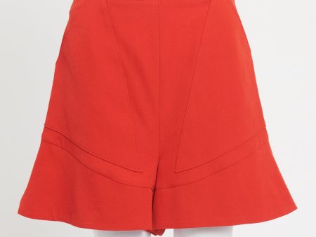 Red Wool Preowned Ruffle Shorts on Sale