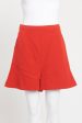 Red Wool Preowned Ruffle Shorts on Sale