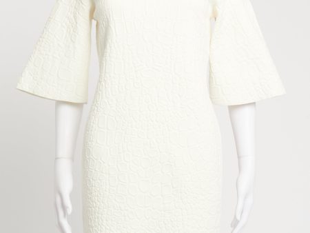 White Viscose Blend Preowned Croc Shift Dress Supply