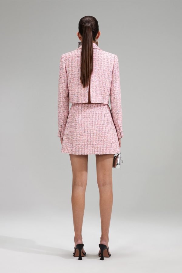 Pink Boucle Tailored Mini Dress Sale