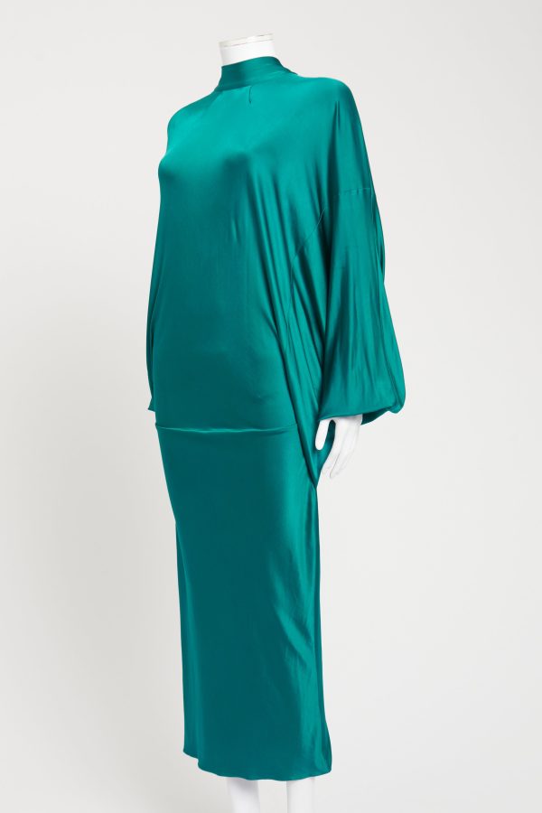 Teal Draped Preowned Midi Dress Online now