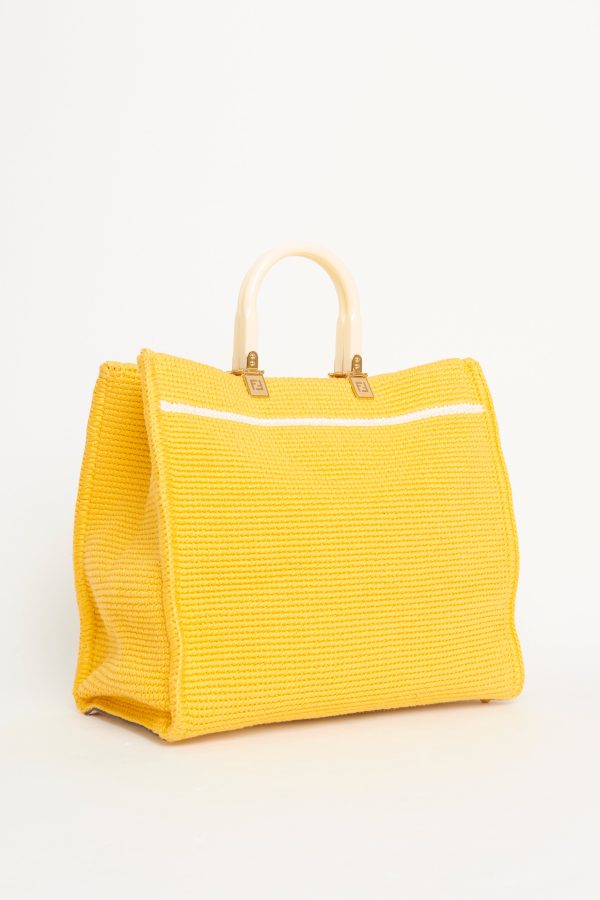 Yellow Crochet Sunshine Preowned Tote Bag Discount