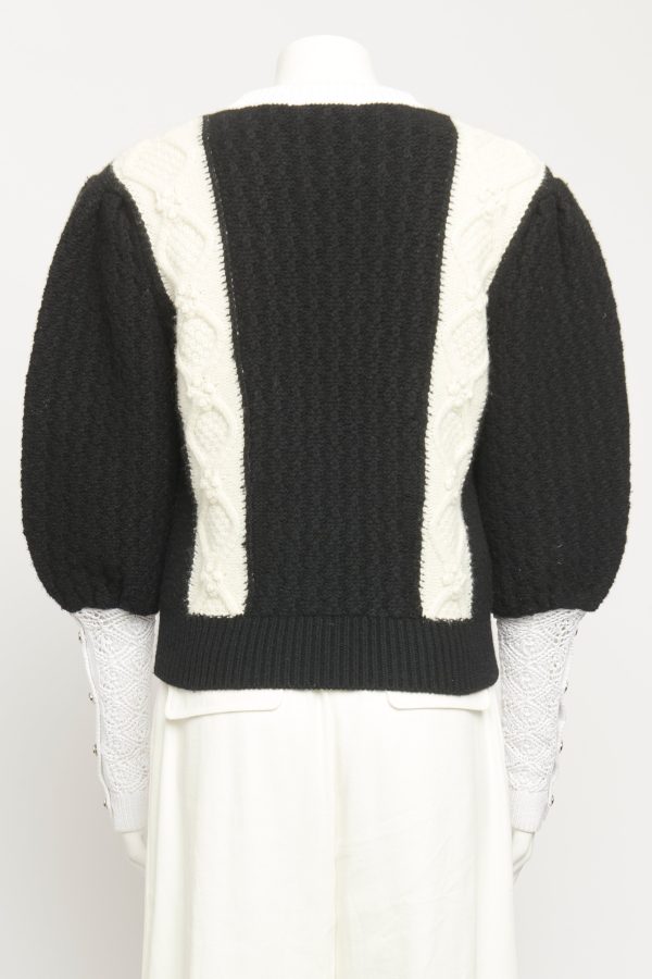 2021 Black & White Wool & Cashmere Preowned Round Neck Logo Jumper For Discount