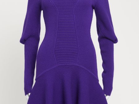 Purple Wool Preowned Knitted Flared Mini Dress Hot on Sale