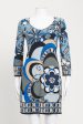 Blue Silk Jersey Preowned Abstract print Mini Dress on Sale