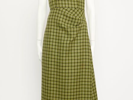 Yamuna Green Shetland Houndstooth Dress Cheap