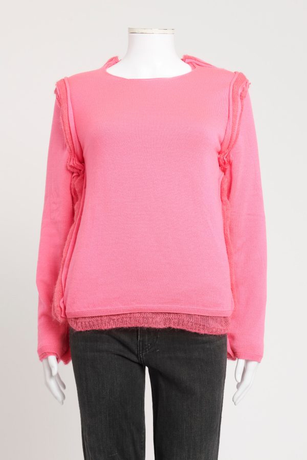 Hot Pink Acrylic Preowned Long Sleeve Top Online Sale