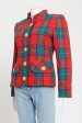 1990 s Red Wool Blend Preowned Tartan Blazer Online Hot Sale