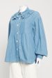 Blue Denim Preowned Ruffled Shirt For Discount