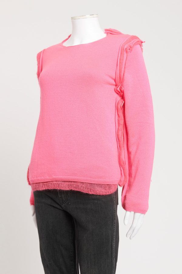 Hot Pink Acrylic Preowned Long Sleeve Top Online Sale