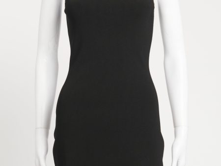 Black Viscose Shapewear Preowned Bodycon Mini Dress on Sale