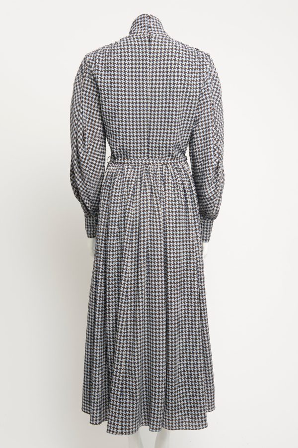 Houndstooth Mid Length Preowned Midi Dress Sale