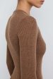 Brown Ribbed Long Sleeve Dress Mini For Discount