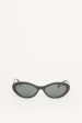 Black Acetate Preowned Oval Cat Eye Sunglasses For Cheap