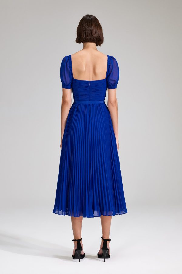 Cobalt Chiffon Midi Dress Supply