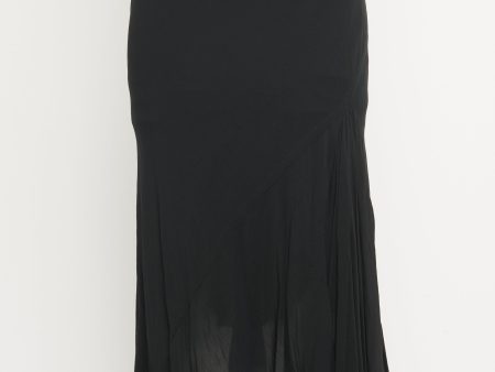 Black Silk Pleat Detail Preowned Skirt Online Sale