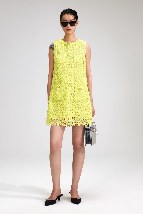 Lime Daisy Guipure Mini Dress Online