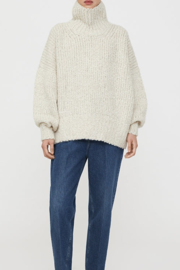 Bone Alpaca Bouclé Turtleneck Online now