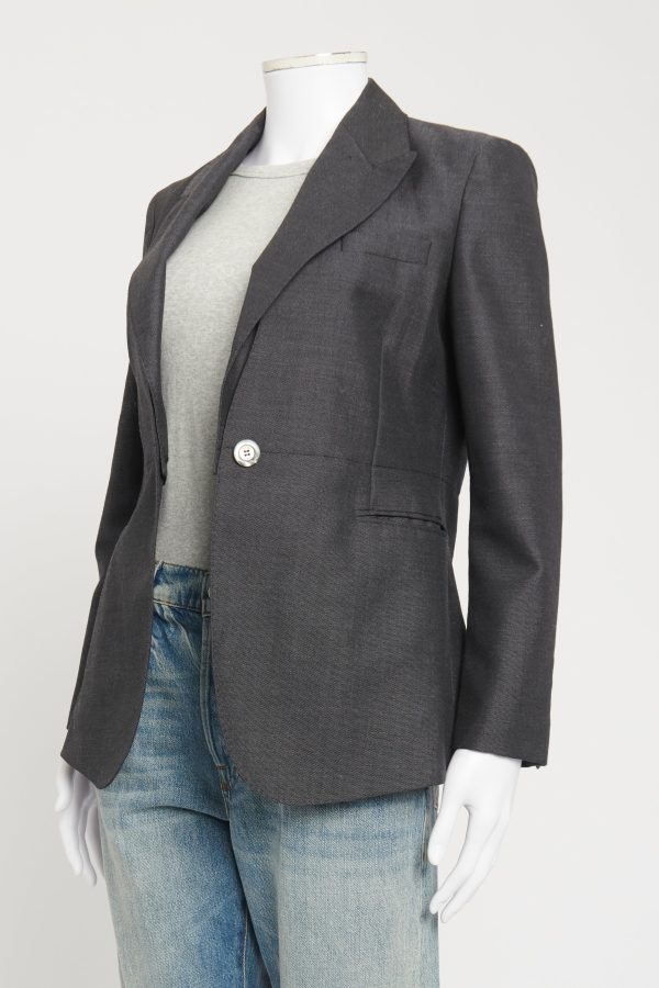 Grey Single Breasted Preowned Blazer For Discount