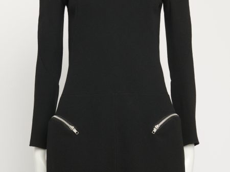 2013 Fall Black Wool Zip Preowned Mini Dress Online Sale