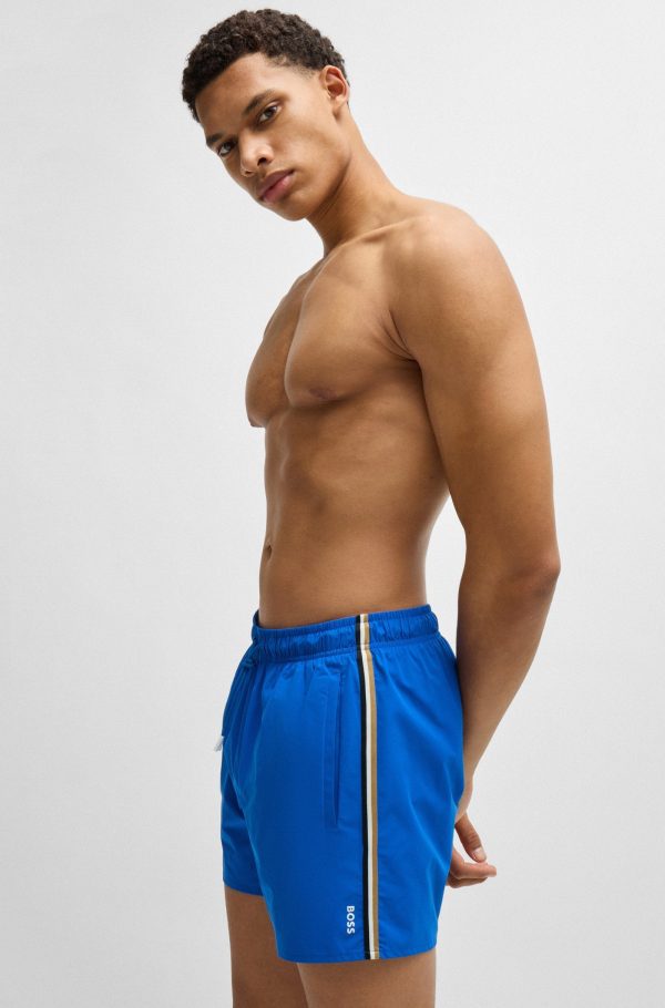 Boss Fully Lined Swim Shorts With Signature Stripe - Men Online