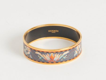 Blue & Gold Tone Mixed Metal Feather Print Preowned 65 Bangle Online Sale