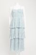 Blue Pleated Tiered Dress Supply