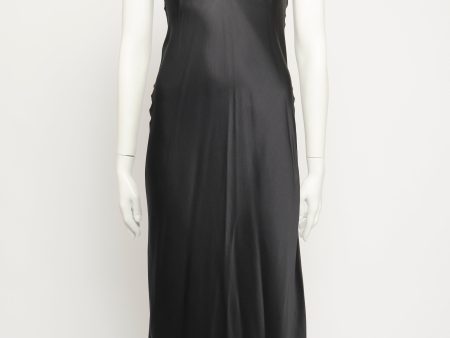 Black Silk Lace Trim Preowned Maxi Dress Supply