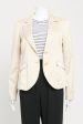 Cream Double Breasted Blazer with Curved Hem Fashion