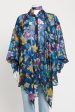 Blue Silk Blend Preowned Fil Coupe Oversized Blouse For Sale