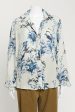 Blue Floral Print Blouse For Cheap