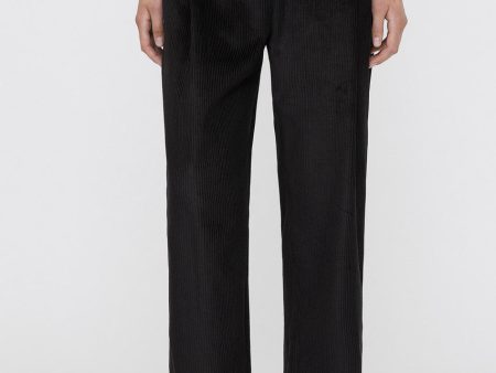 Black Deep Pleat Cord Trousers Hot on Sale