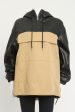 Beige and Black Panel Preowned Unisex Half Zip UP Hoodie Fashion