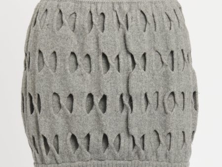 Grey Wool Perforated Bubble Preowned Mini Skirt For Sale