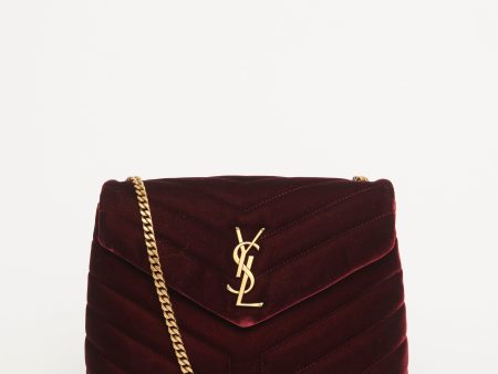 Burgundy Velvet Small Loulou Preowned Bag For Sale