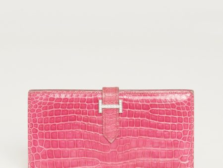 2008 Rose Scheherazade Porosus Crocodile Preowned Bearn Wallet on Sale