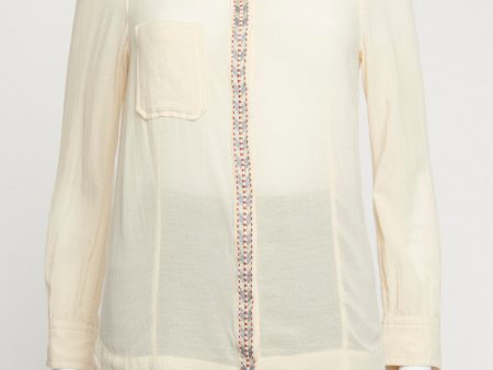 Sand Embroidered Preowned Collarless Shirt Online Sale