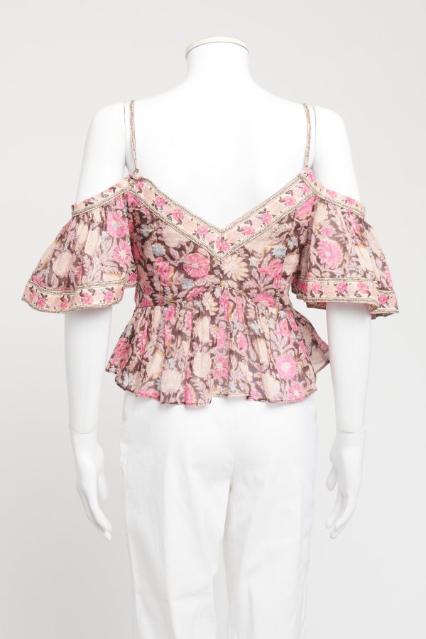 Pink Cotton Garuva Preowned Floral Top Online Sale