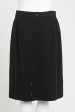 Black Wool Preowned High Waisted CC Knee Length Skirt Online Hot Sale