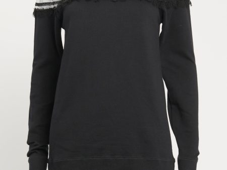 Black Preowned Jumper With Mesh Crochet Detail For Discount