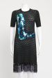 Black Wool Sequin Preowned Mini Dress For Discount