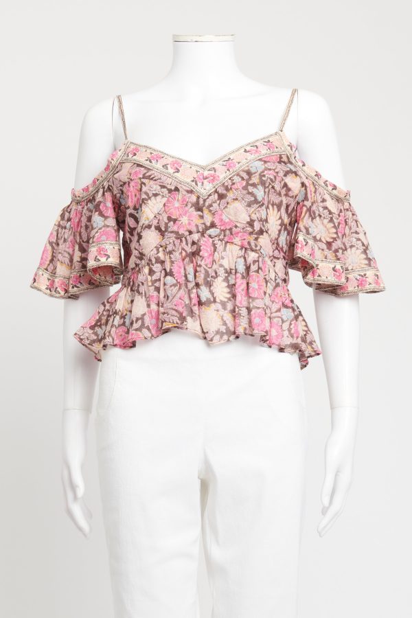 Pink Cotton Garuva Preowned Floral Top Online Sale