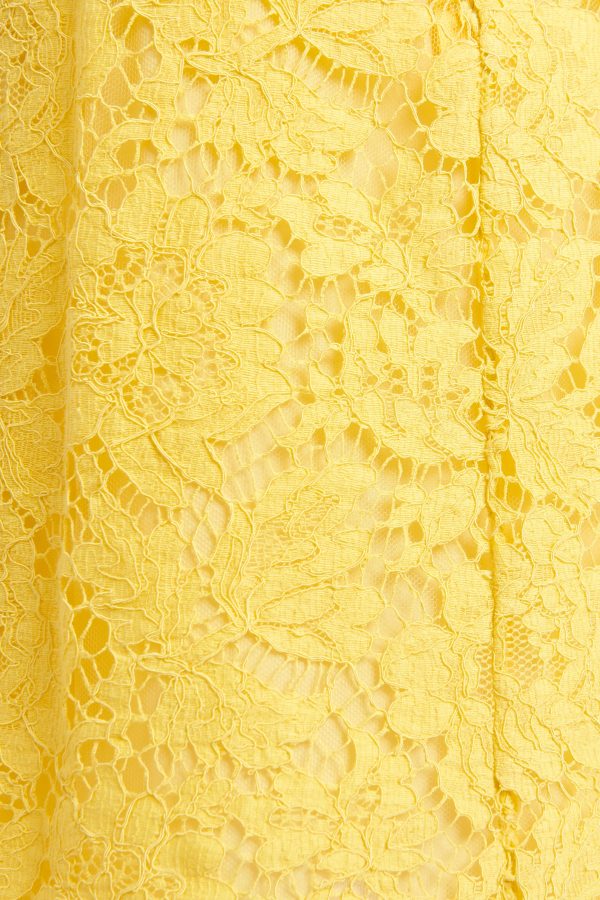 Yellow Scalloped Lace Preowned Mini Dress Fashion