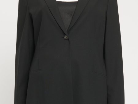 Black Wool Single Breasted Preowned Blazer For Cheap