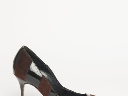 Patent and Suede Pointed Preowned Pumps Discount