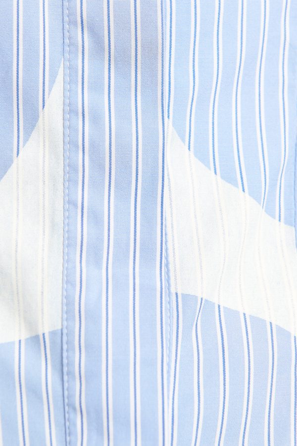 Blue and White Pinstripe Peplum Preowned Shirt For Discount