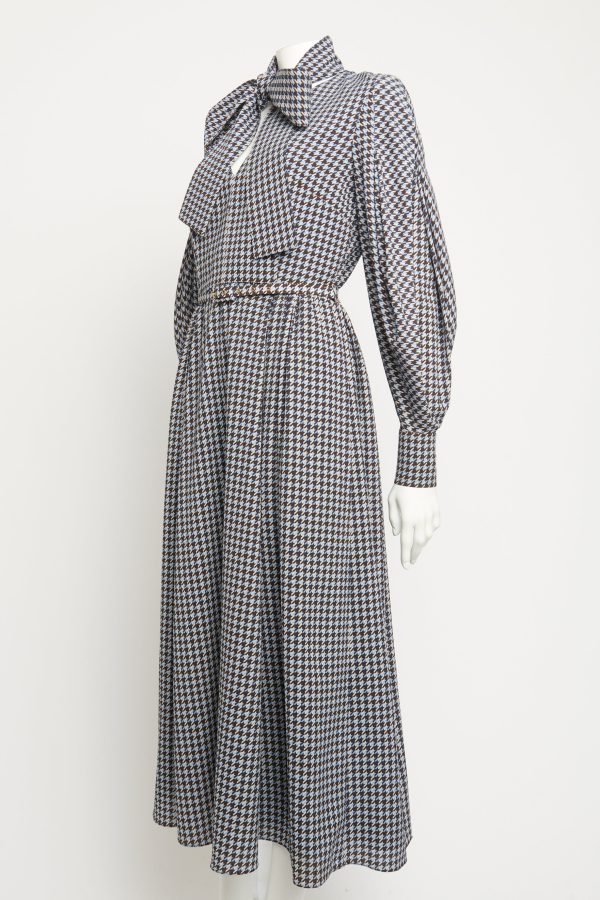 Houndstooth Mid Length Preowned Midi Dress Sale