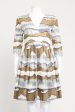 Multicolor Metallic Preowned Tunic Pleated Dress For Discount